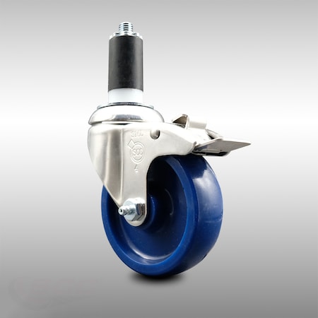 Service Caster 4 Inch 316SS Solid Poly Swivel 1-1/4 Inch Expanding Stem Caster Lock Brake SCC SCC-SS316TTLEX20S414-SPUS-114